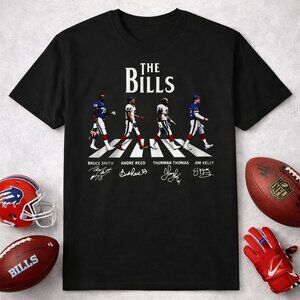 Buffalo Bills Abbey Road Legends Signatures Retro Football Fan Graphic Tee Black